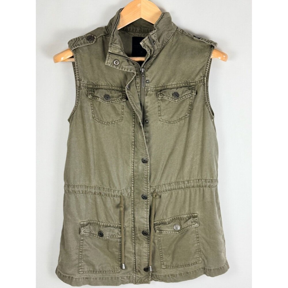 Celebrity Pink Olive Utility Vest Drawstring Cargo 100% Tencel Medium Gorpcore
